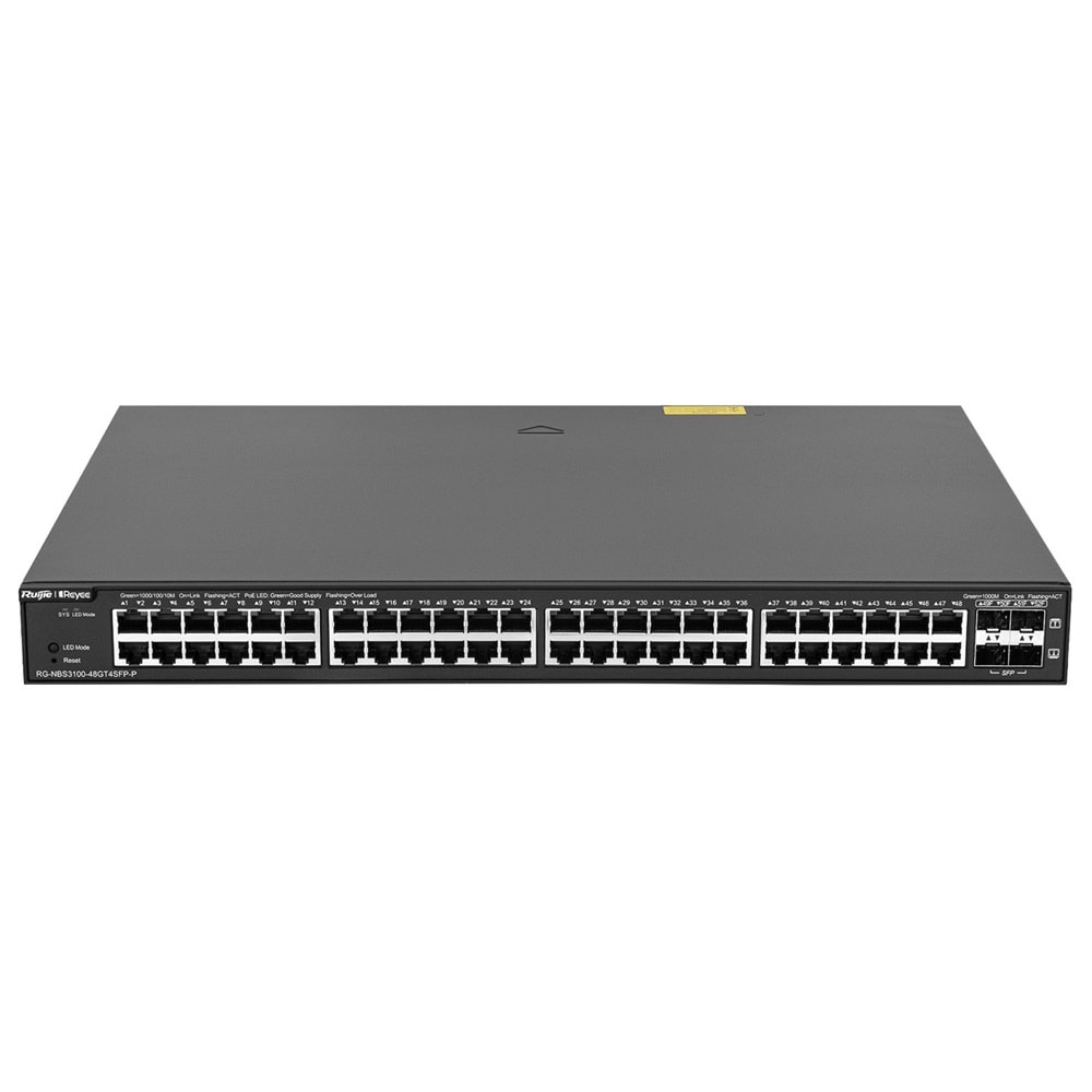 Reyee RG-NBS3100-48GT4SFP-P 48 Portlu, 10/100/1000 Gigabit, L2 Yönetilebilir Switch, 4 SFP, 48 Port PoE+ (370W)