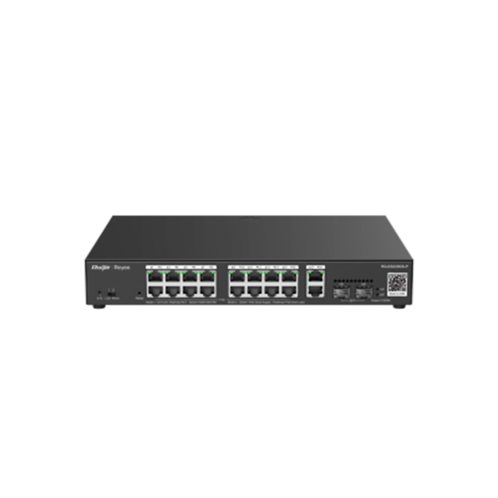 Reyee RG-ES220GS-P 20 Portlu, 10/100/1000 Gigabit, Yönetilebilir Switch, 2 SFP, 2 Gigabit RJ45 Uplink, 16 Port PoE+ (250W)