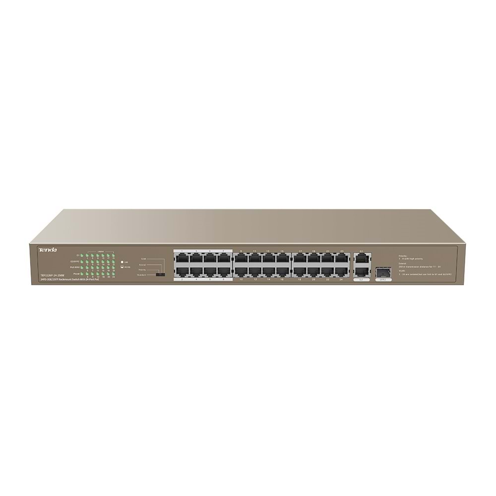 TENDA TEF1126P-24-250W 250W 24 Port 10/100Mbps 24 Port PoE